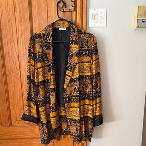 Vintage Black and Gold Patterned Blazer